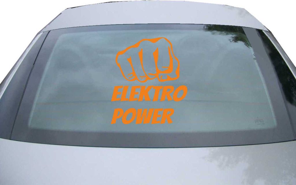 Indigos UG - Aufkleber Heckscheibe & Motorklappe DE7035 - orange - 600x528 mm - Elektro Power Faust Schlag - Auto Scheiben Fenster Heckklappe Tunin...