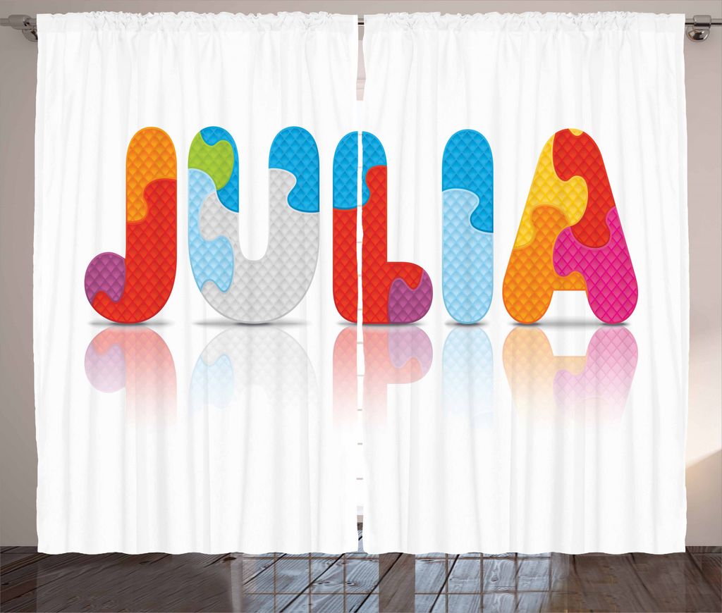 ABAKUHAUS Julia Rustikaler Vorhang, Puzzle Artbuchstaben, Wohnzimmer Universalband Gardinen mit Schlaufen und Haken, 280 x 245 cm, Mehrfarbig