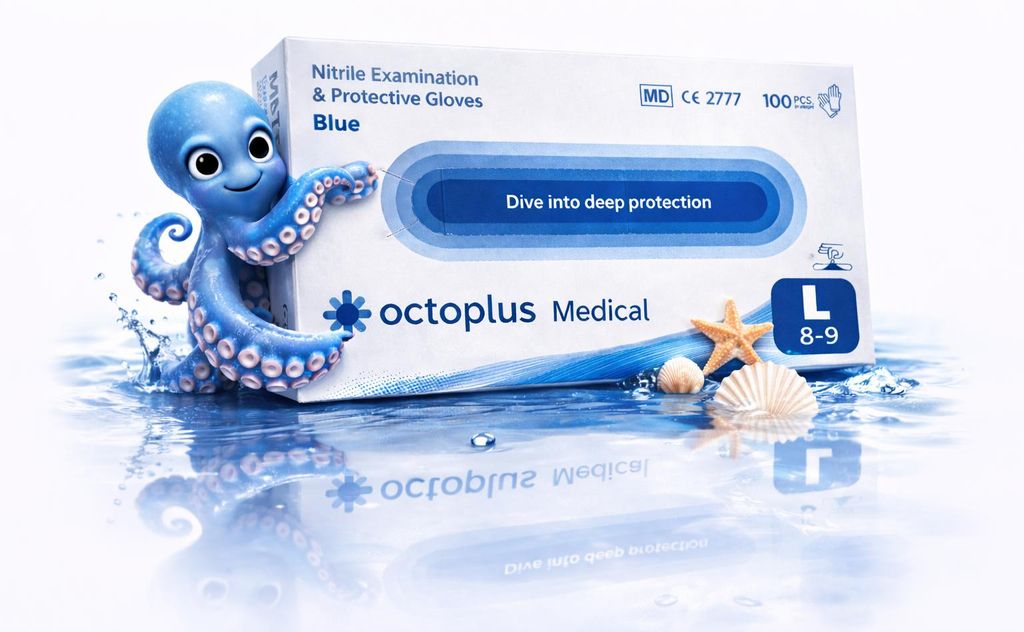 Jednorázové Rukavice Intco OCTOPLUS Nitril Modrá Velikost L Obrázek produktu 