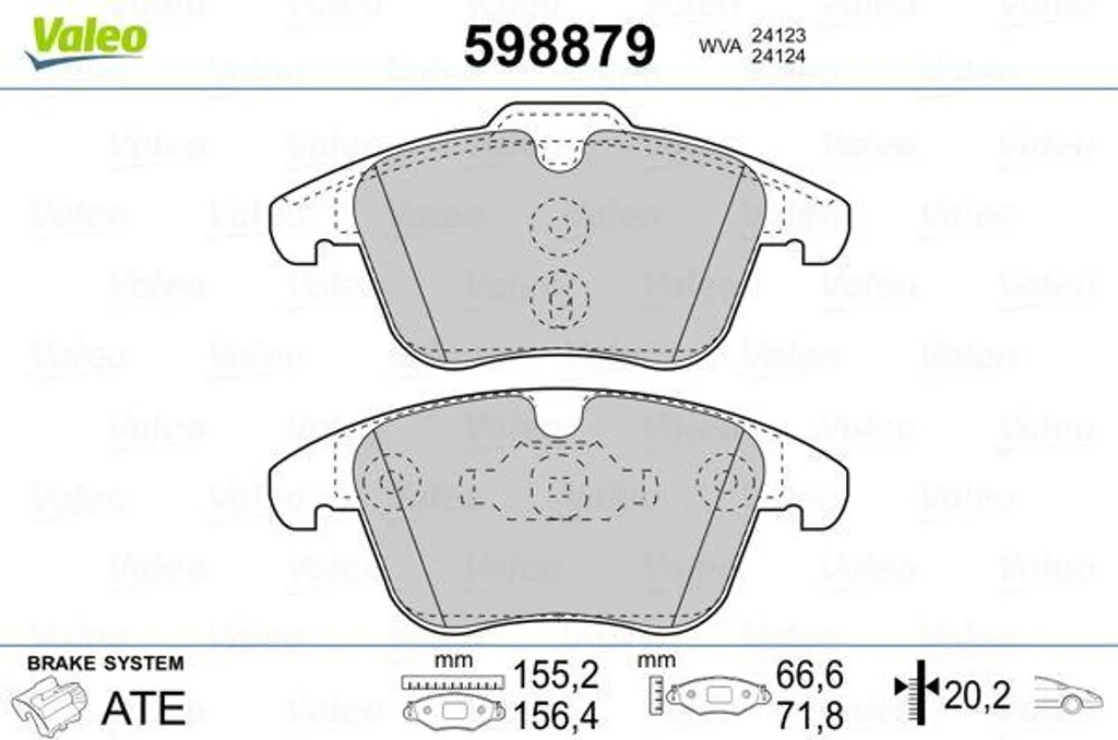 Plaquettes de frein Valeo 598879 pour Ford Mondeo et Volvo S60 V60