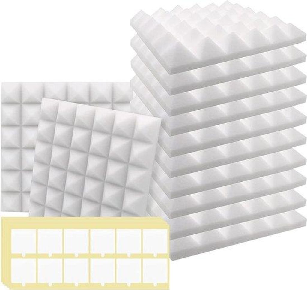 12-Stück Acoustic-Schaum-Plattenpyramide 30 x 30 x 5 cm - hohe Schallabsorptionsrate - brandfeste - Studio-Schaum-Platten