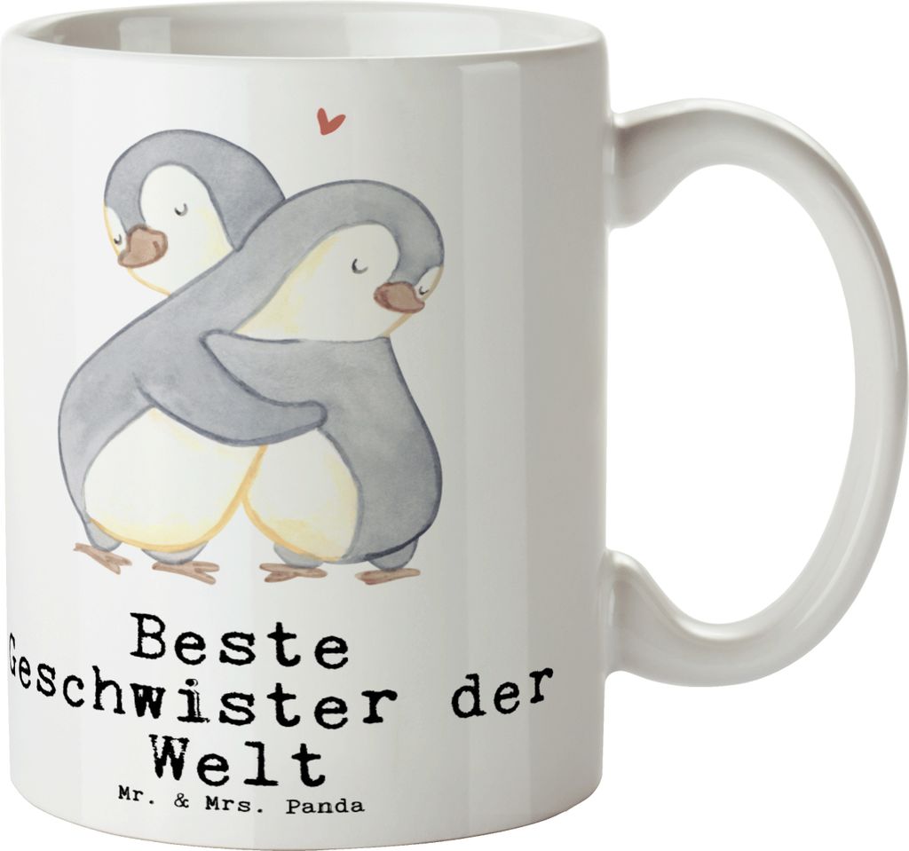 Mr. & Mrs. Panda Kaffeebecher Pinguin Beste Geschwister der Welt - Weiß - Geschenk, Becher, Geburtstagsgeschenk, Geburtstag, Bruder, Geschenkidee,...
