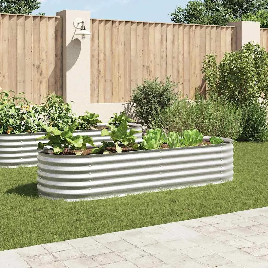 Parterre de Jardin Surélevé en Métal Argent 240 cm pour Potager Bio
