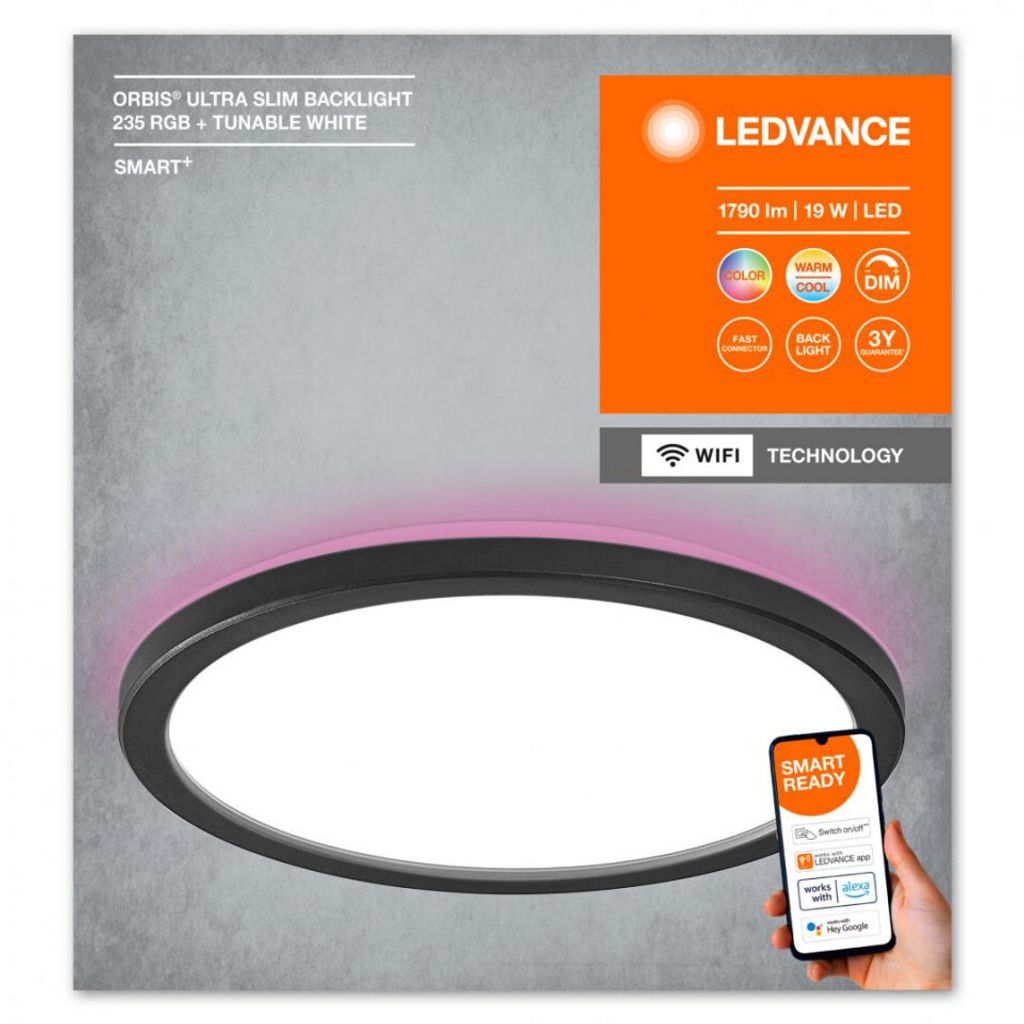 Ledvance LED Smart+ stropné svetlo Orbis Ultra Slim Black Obrázok produktu 