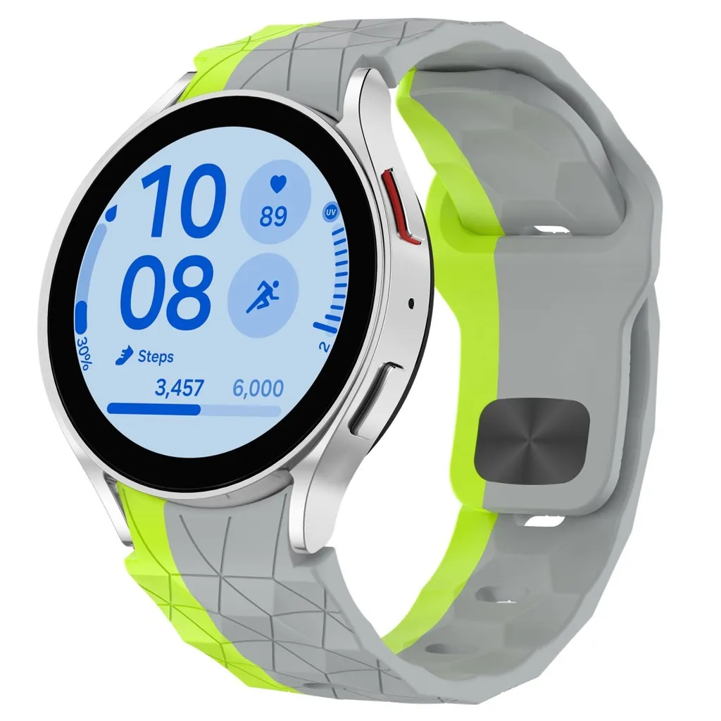 Per Samsung Galaxy Watch FE / 6 / 5 / 4 40mm Silicone Football Design Fascia di ricambio Grigio / Verde