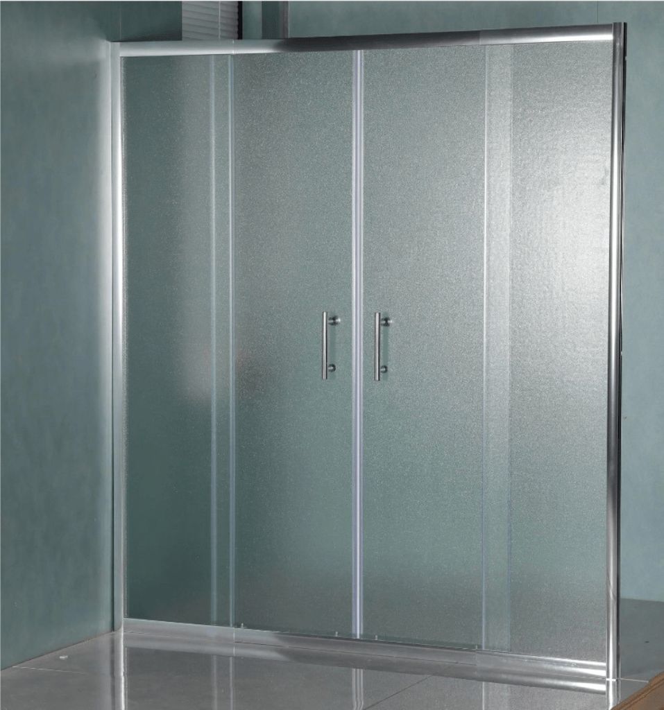 Duschkabine 170 cm mit zentraler Öffnung und vier Kristallen aus satiniertem Hartglas - FRASCIO