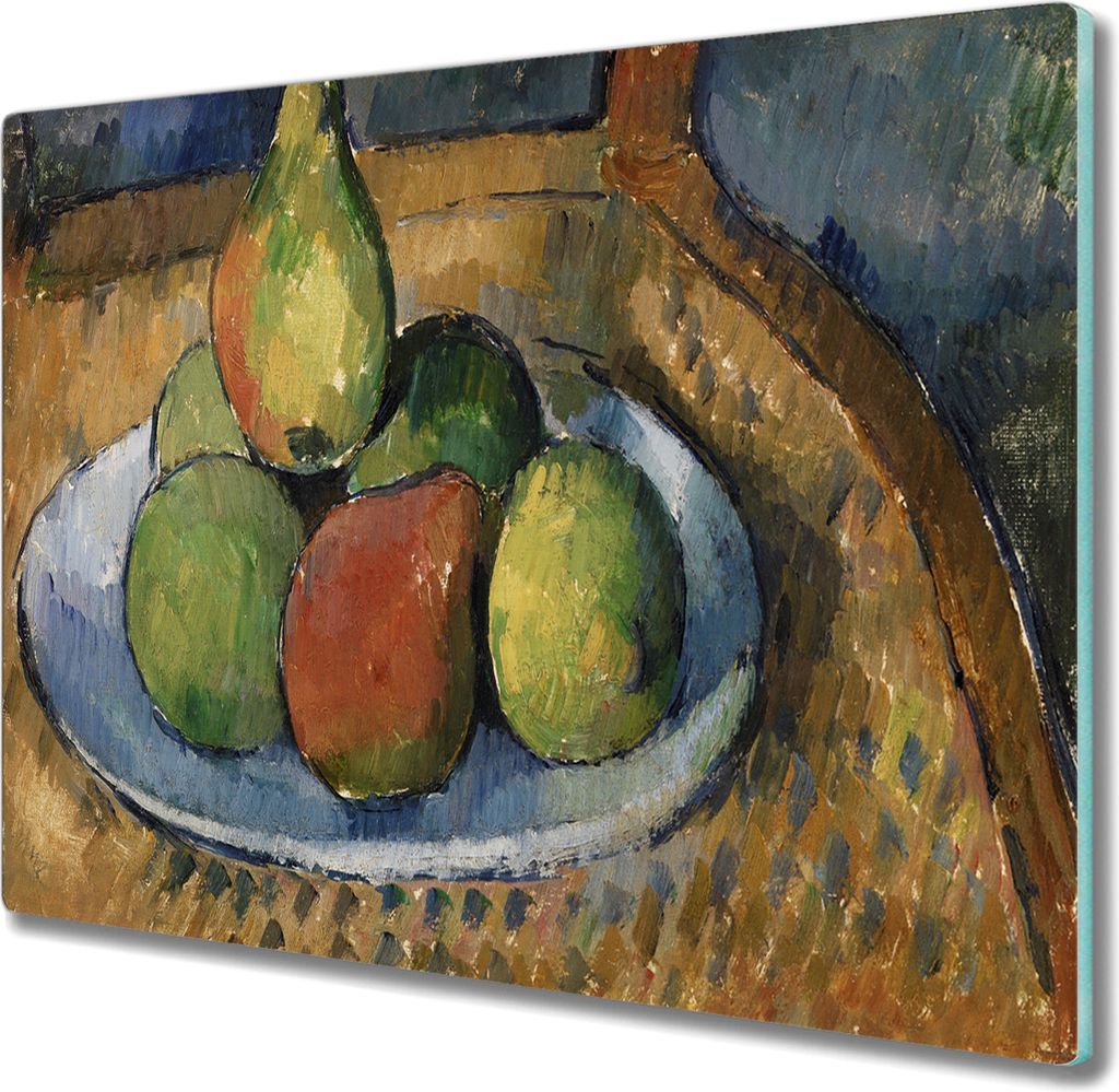 Coloray Hackbrett Herdabdeckplatte 60x52 cm Küchenbrett Kochplattenabdeckung Schneidebrett - Eine Platte der Frucht auf einem Stuhl