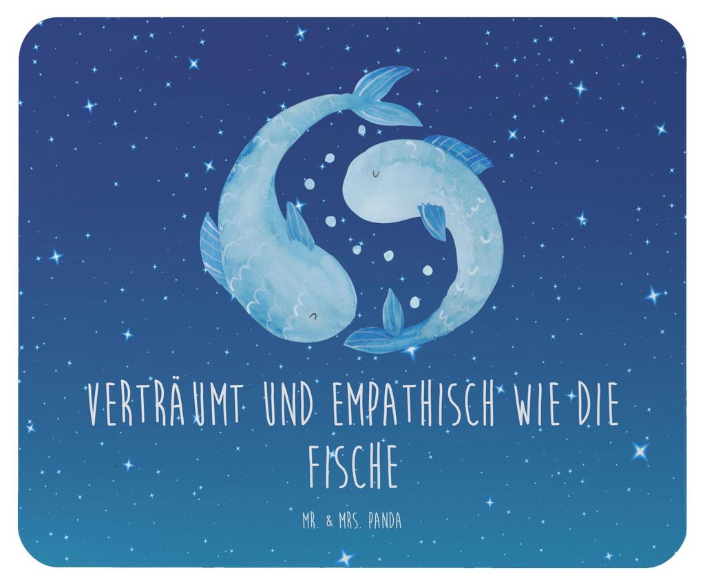 Mr. & Mrs. Panda Mouse Pad Sternzeichen Fische - Sternenhimmel Blau - Geschenk, Mauspad, Fisch, laptop mousepad, mousematte, Geburtstag März, maus...