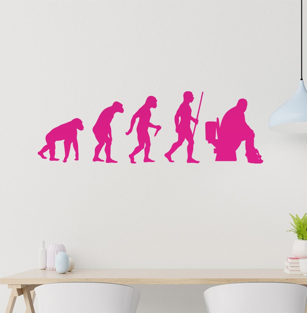 Klo Toiletten Evolution Wandtattoo Wandaufkleber Wall Sticker - Dekoration, Küche, Wohnzimmer, Schlafzimmer, Badezimmer