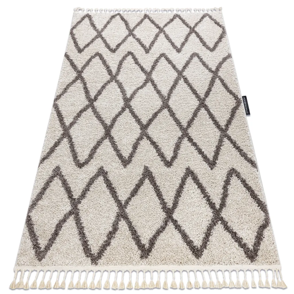 Tapis Shaggy Berbère Beige 80x150 cm - Tissage Doux Style Marocain