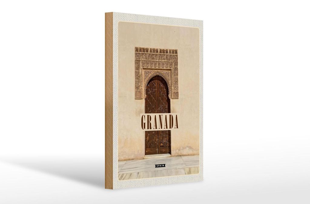 Holzschild Reise 20x30cm Granada Spain Tourismus Poster Produktbild 
