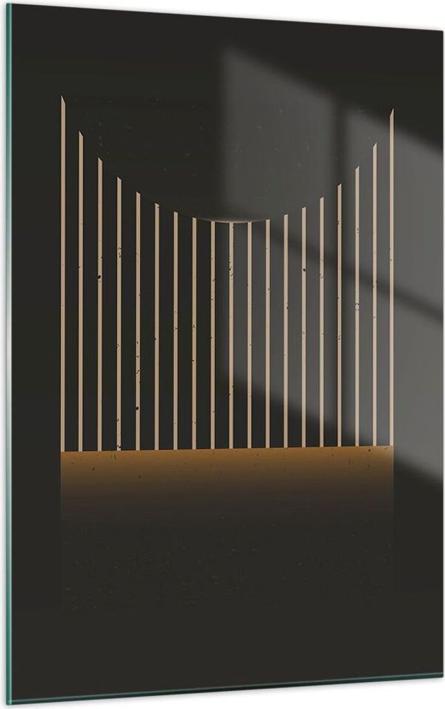Bilder auf glas - Einteilig - Modern Schwarz Gelb - 50x70cm - Glasbilder - Wandbilder - Bilder - zum Aufhängen bereit - Wanddekoration aus Glas - ...