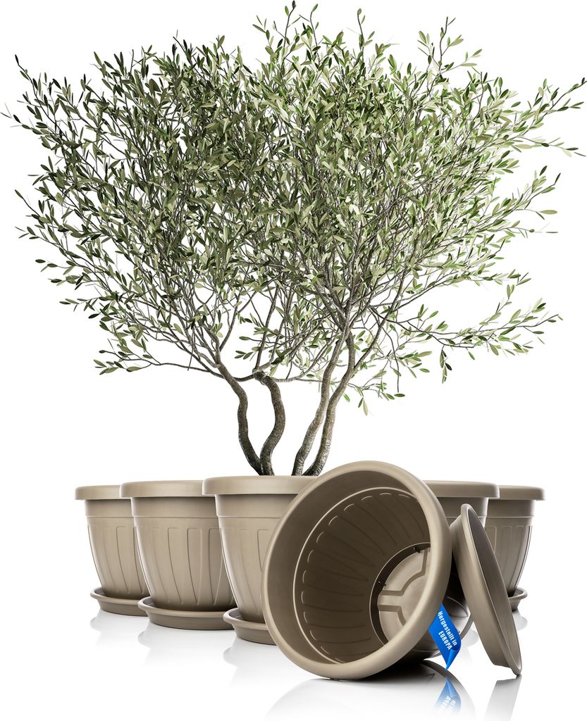 BigDean 6x Blumentopf mit Untersetzer rund ø50xH38 cm Produktbild 