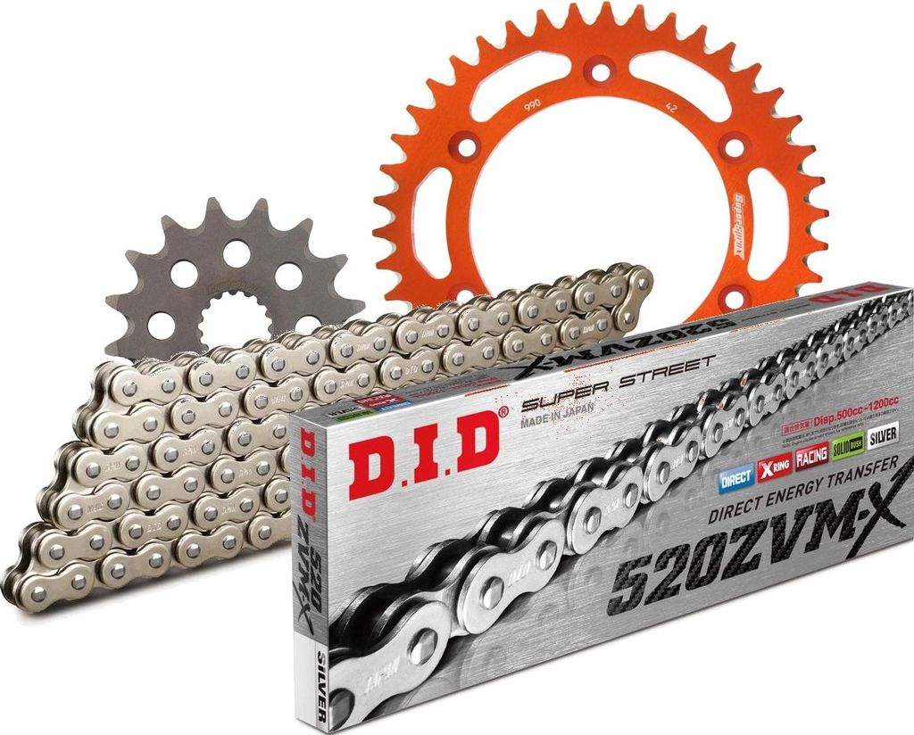 Kit Alu (orange) passend für KTM SXC620 LC4 00-02 16-42-110 DID520ZVM-X(S&S) Endlos