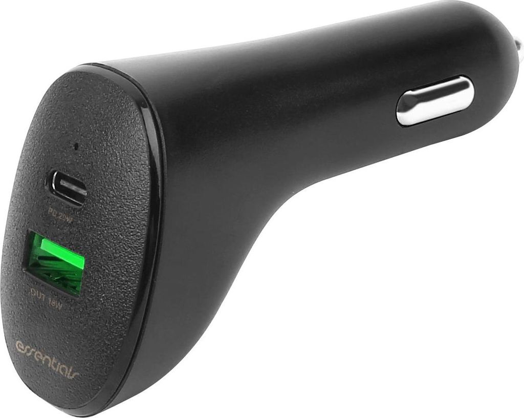 Autoladegerät, 1x USB-A 18W, 1x USB-C 20W, schwarz