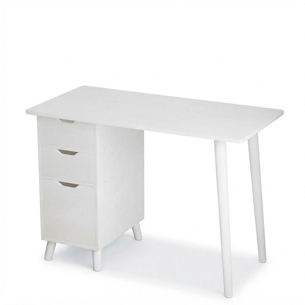 Bureau d'ordinateur blanc avec tiroirs, bureau d'école, Image du produit 