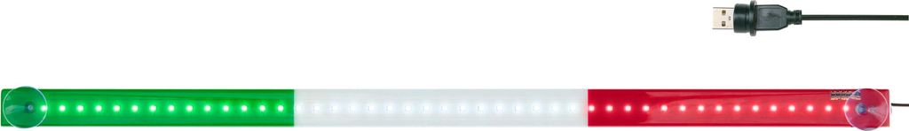 LED-Lichtleiste (L) ca. 60 cm, 45 LEDs in den Farben der italienischen Flagge, grün, weiß, rot, flexibel mit Saugnapf-Halterung, für KFZ-Innenr...