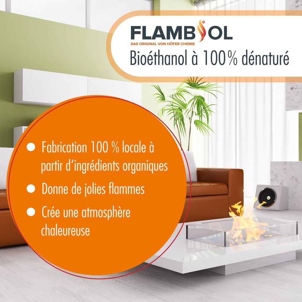 3x 10 L FLAMBIOL® Bioethanol 96,6% Premium für Ethanolkamin Produktbild 6