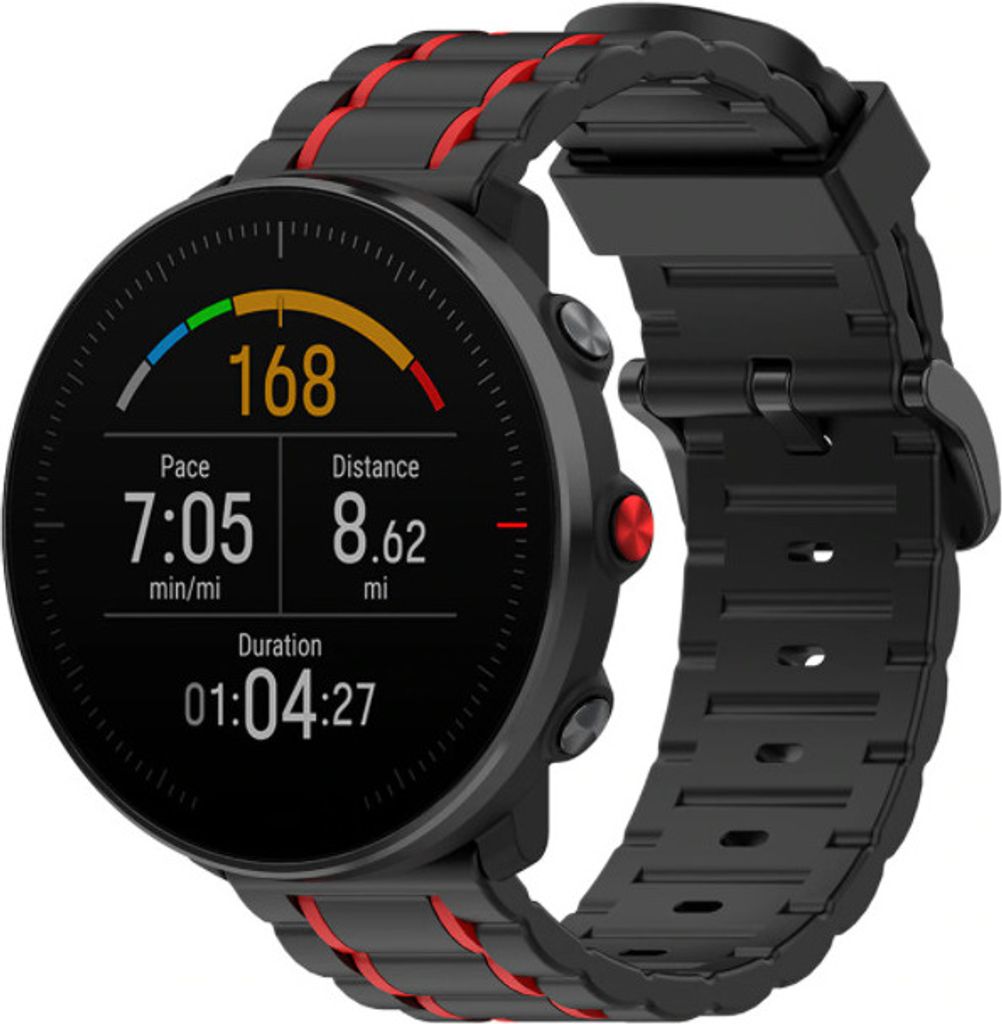 Strap-it Polar Vantage M Sport Schnallenarmband (Schwarz / Rot)