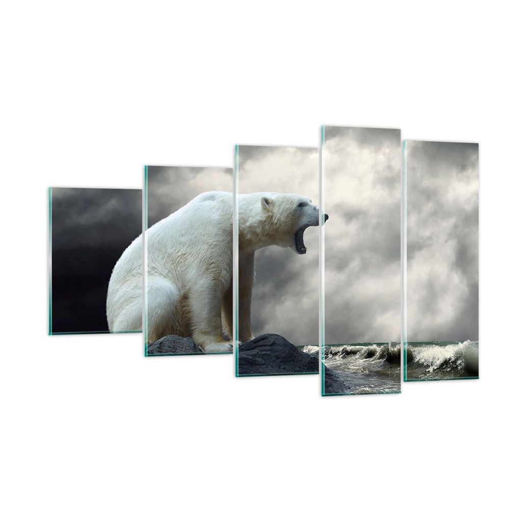 Bilder auf glas - Bär Tiere Wasser Eis - 100x60cm - Glasbilder - Wandbilder - Kunstdruck - zum Aufhängen bereit - Wanddekoration aus Glas - Glas ...