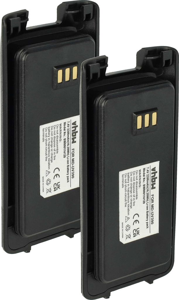 vhbw 2x Akku Ersatz für Tetevis BL50 für Funkgerät, Walkie Talkie (2200 mAh, 7,4 V, Li-Ion)