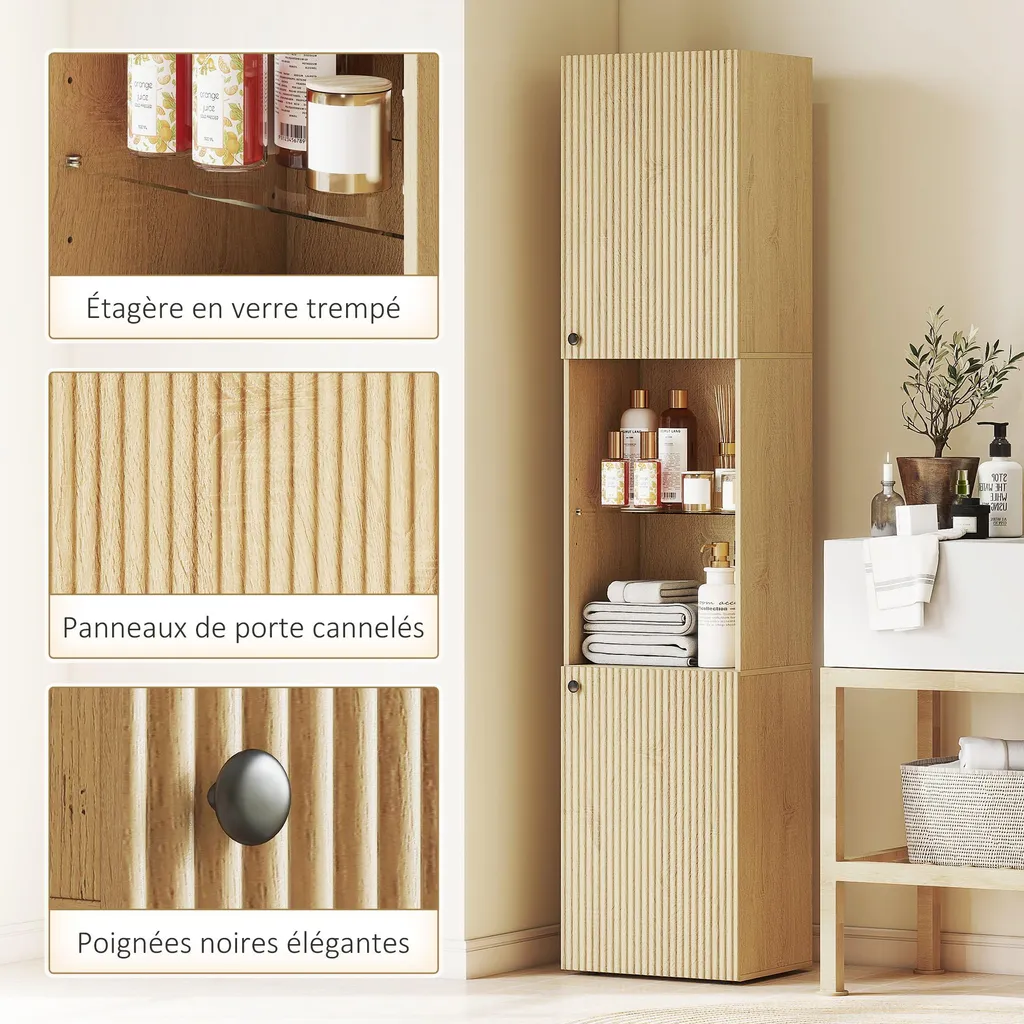 Meuble haut salle de bain bois 6 étages pour optimiser les petits espaces - 9