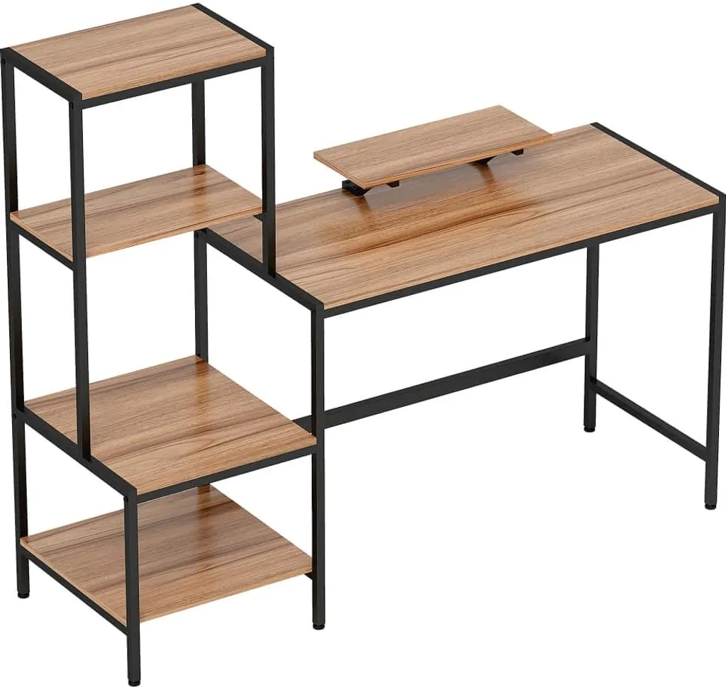 Bureau stable grande surface de travail 150 cm style industriel brun