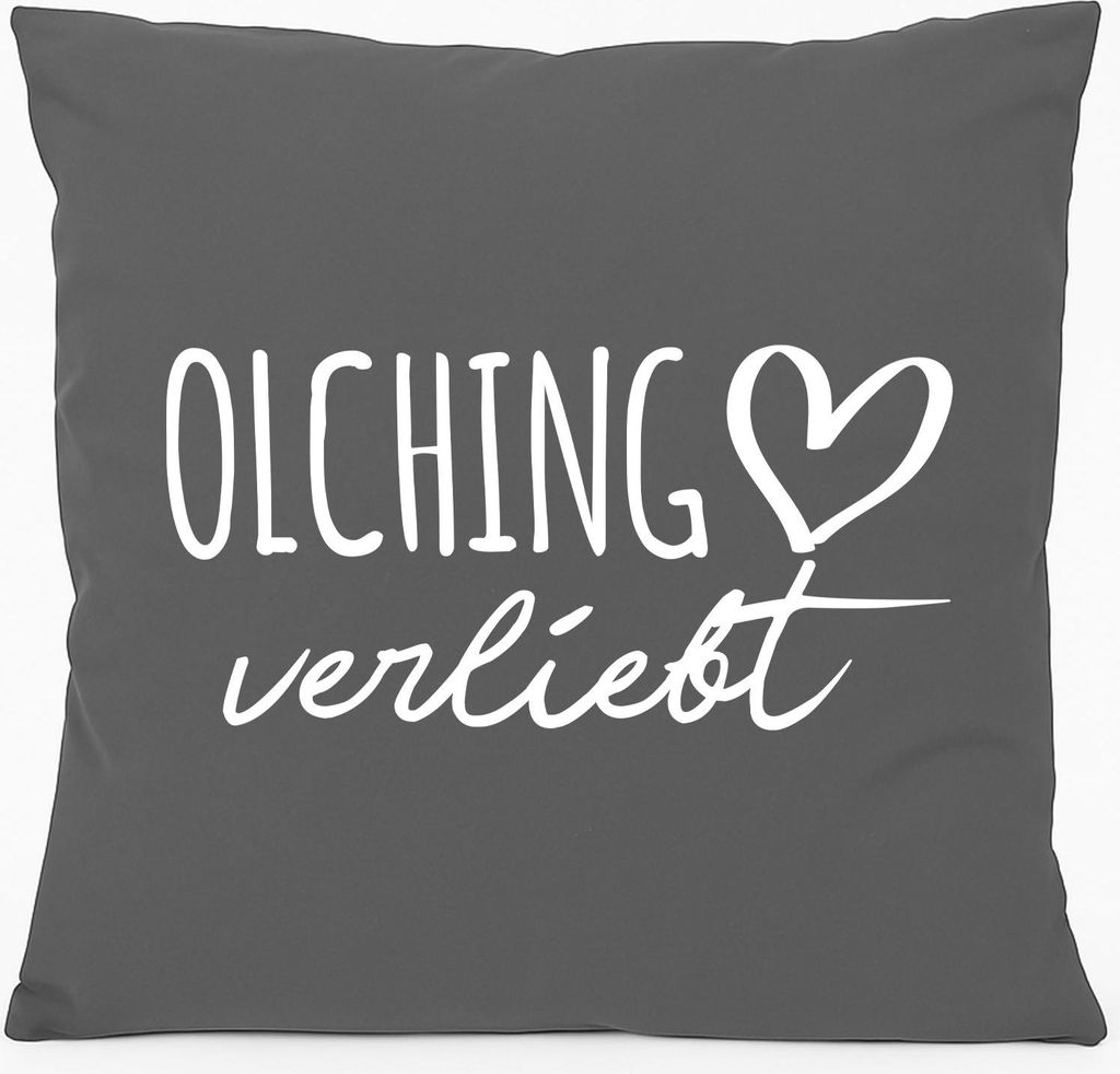 Huuraa Kissen Olching verliebt 40x40cm mit Füllung Steel Grey Baumwolle Dekokissen Geschenkidee