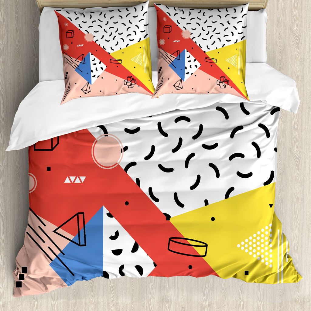 ABAKUHAUS Abstrakt Bettbezug, Moderne Trippy, Milbensicher Allergiker geeignet mit Kissenbezügen, 200 cm x 200 cm - 80 x 80 cm, Mehrfarbig