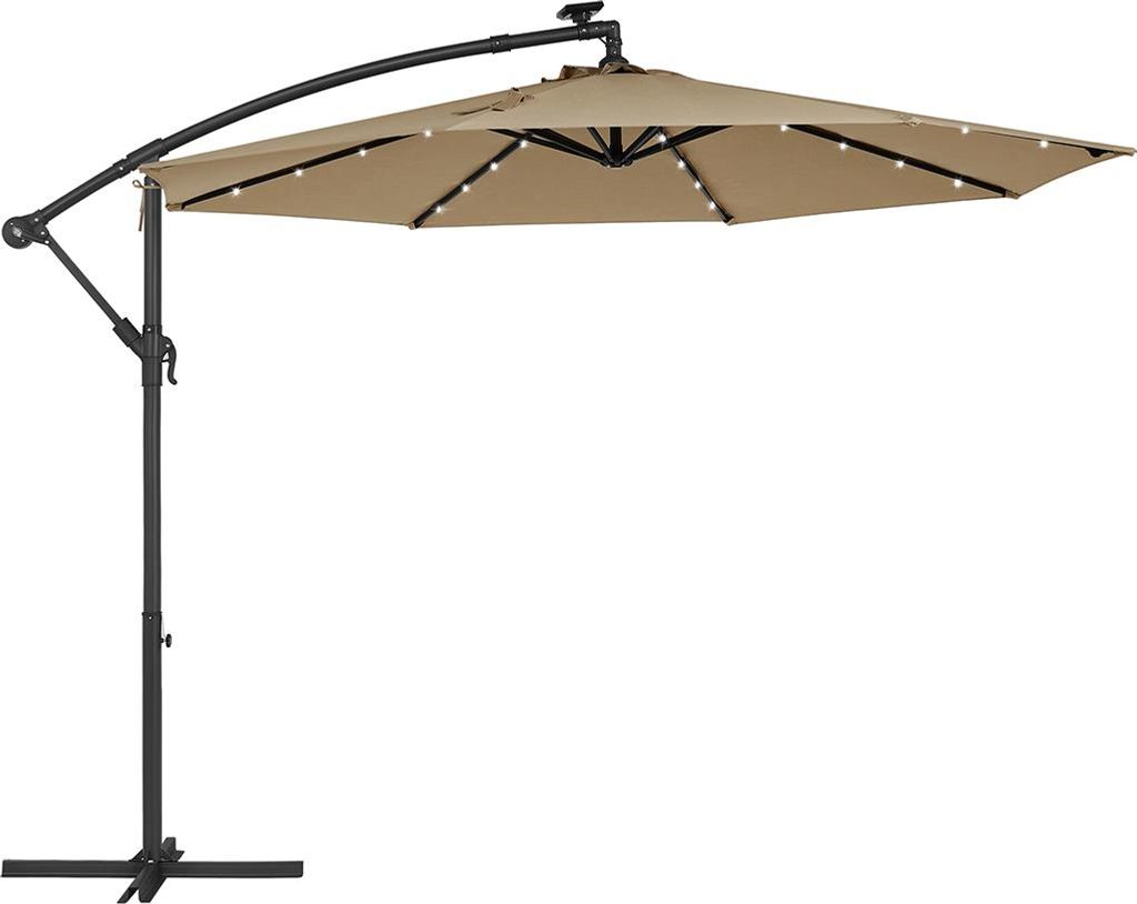 Sonnenschirm mit LED-Solarbeleuchtung und Ständer