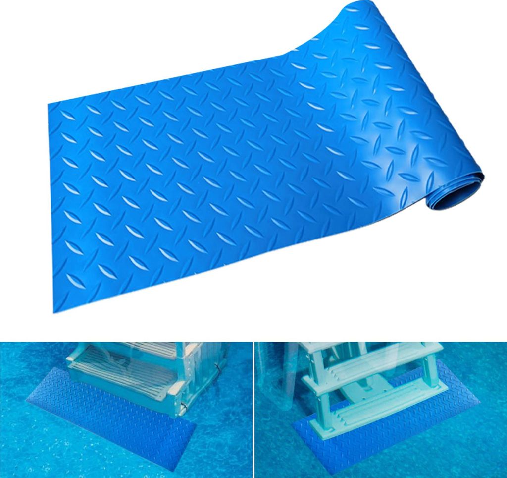 Schwimmbad-Leiter Matte, 90x23cm 0.2cm Dicke, Fischgrät Muster PVC, Rutschfest & Schutz, Für Pooltreppen & Plattformen