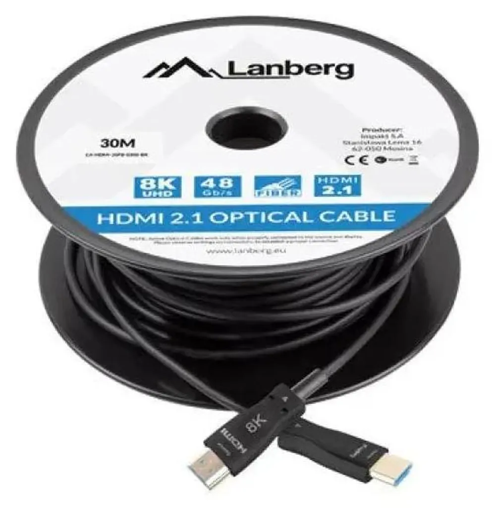Câble HDMI AOC 30m Lanberg 8K UHD - Fibre Optique Active 48Gbps Noir