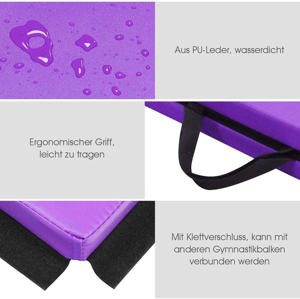 GYMAX Weichbodenmatte 122x122cm - Klappbare Turnmatte 10cm Dick Mit Kunstleder