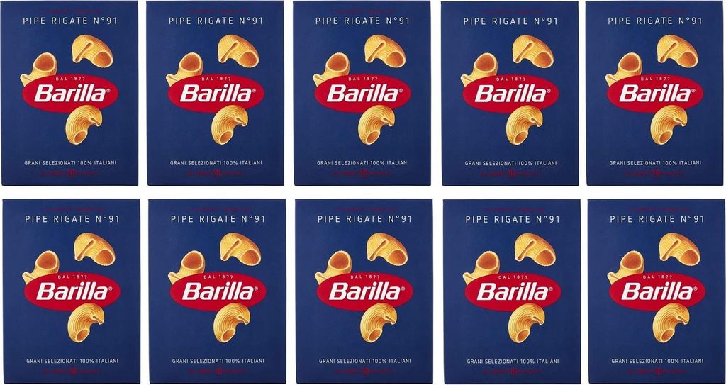 10x Pasta Barilla Pipe rigate Nr. 91 italienisch Nudeln 500 Produktbild 