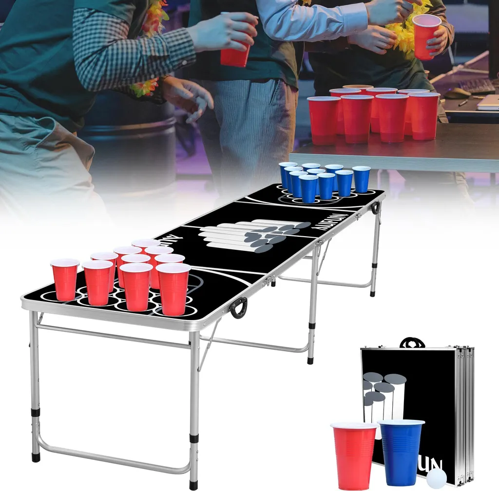 JOIEYOU Table de Beer Pong Pliable avec 100 Gobelets et 5 Balles