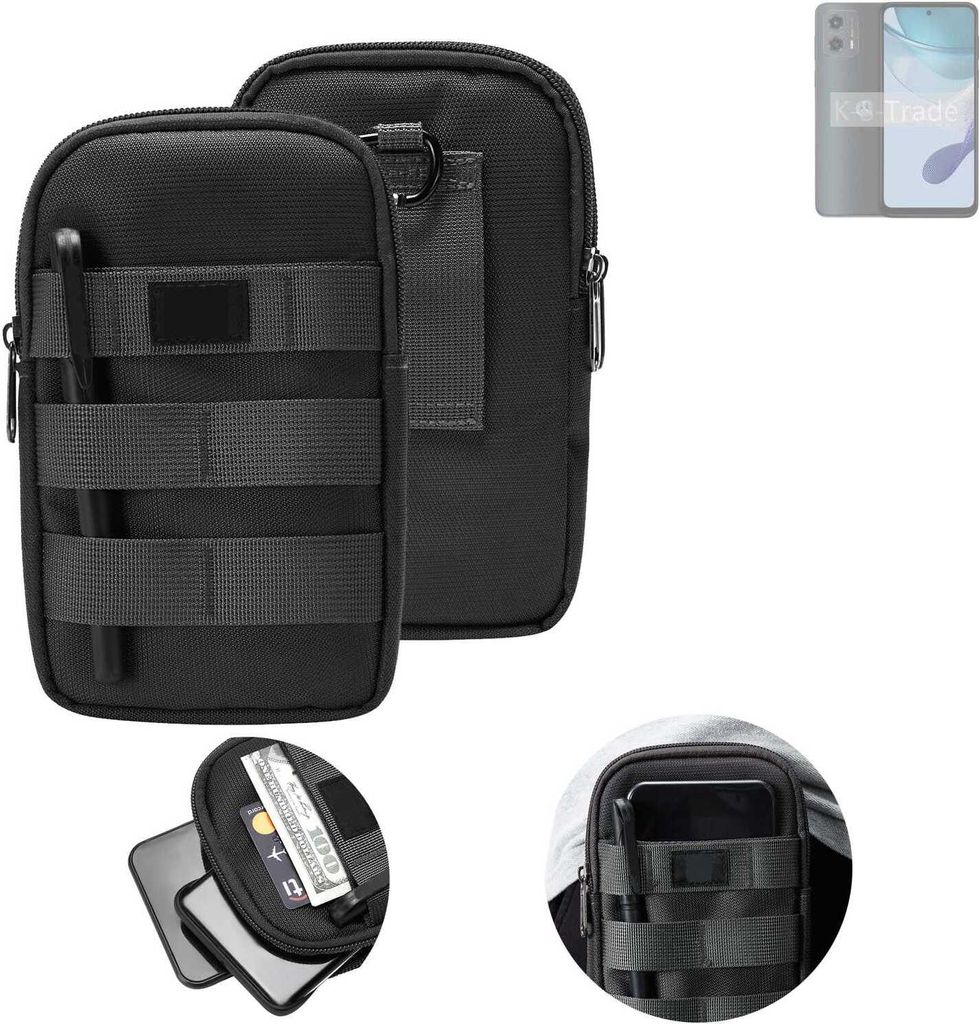 K-S-Trade Holster Gürtel Tasche kompatibel mit Motorola Moto G 5G (2023) Handy Tasche Schutz Hülle dunkel-grau viele Fächer, 1x