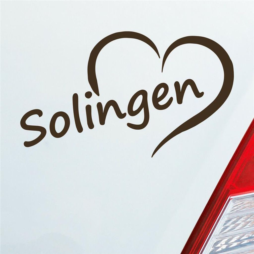 Auto Aufkleber Solingen Herz Stadt City Love Liebe Heimat 14x8 cm Braun Sticker Heckscheibenaufkleber