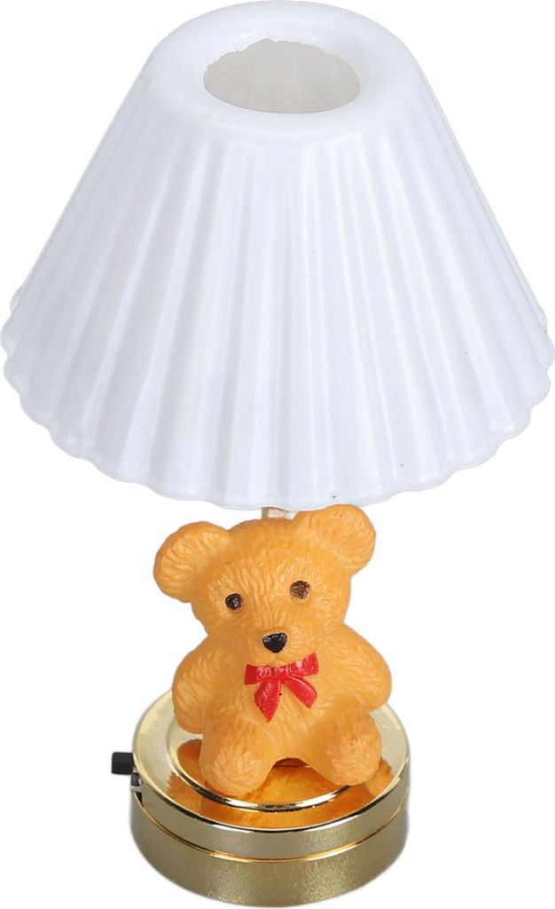 Puppenhaus-Bär im Maßstab 1:12, Tischdekoration, realistische LED-Lampe, Nachttischlampe
