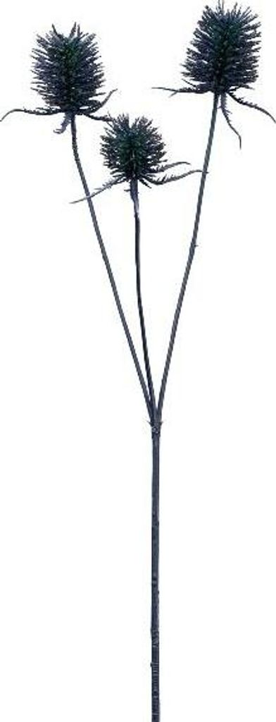 artplants.de Dekozweig Wilde Karde ZILVEN, dunkelblau, 65cm - Künstlicher Zweig