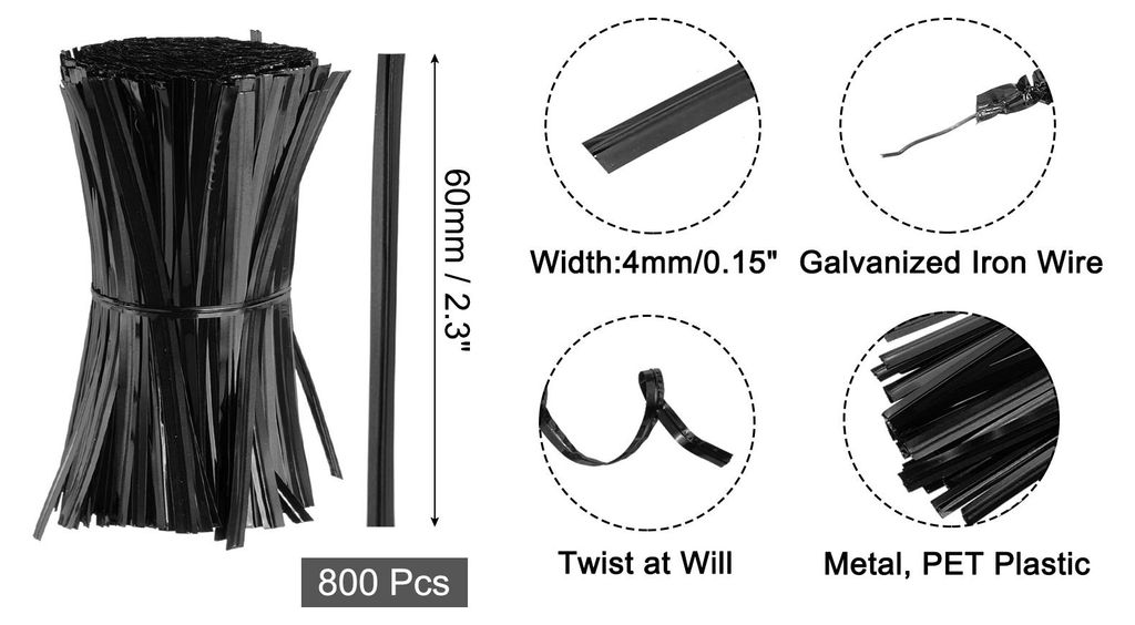800 Stš¹ck 2,3" Twistbinder, Metallische Twist Ties, Wiederverwendbare Kunststoffummantelte Twistbinder fš¹r B?ckerei, Sš¹?igkeitenbeutel, Ka...