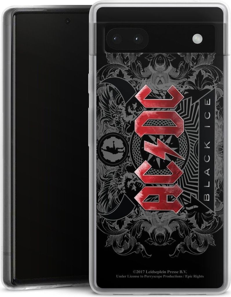 DeinDesign Slim Hülle für Google Pixel 6a Silikon Case Ultra Dünn Handyhülle ACDC Black Ice Fanartikel
