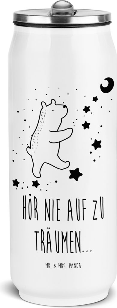 Mr. & Mrs. Panda Wasserflasche Bär Träume - Weiß - Geschenk, Teddy, Edelstahlflasche, Thermosflasche, Thermoflasche, Traum, Trinkflasche, Thermo...