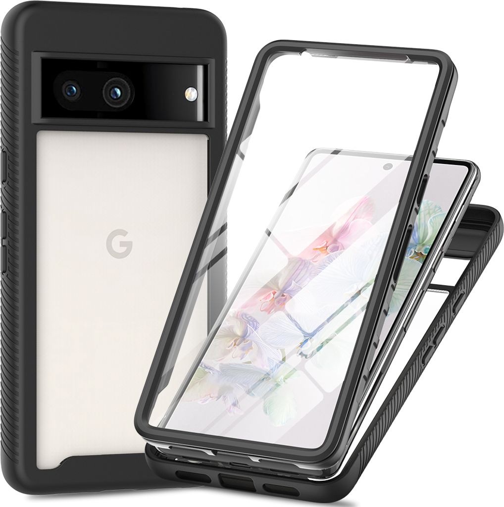 A disassembled phone case with a phone inside.