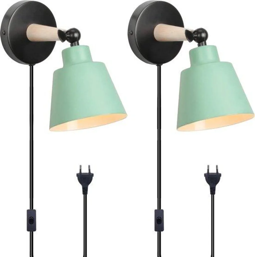 Applique en métal vert avec bras articulé, style moderne et orientable