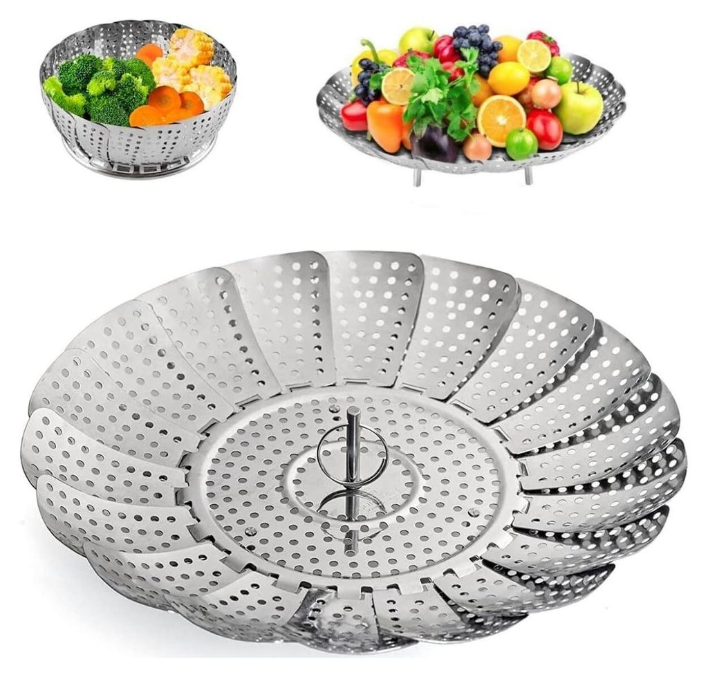 Dampfkorb aus Edelstahl für den Schnellkochtopf, Zubehör für Lebensmittel und Gemüse, erweiterbarer Premium-Dampfkorb von Zocy für Töpfe vers...