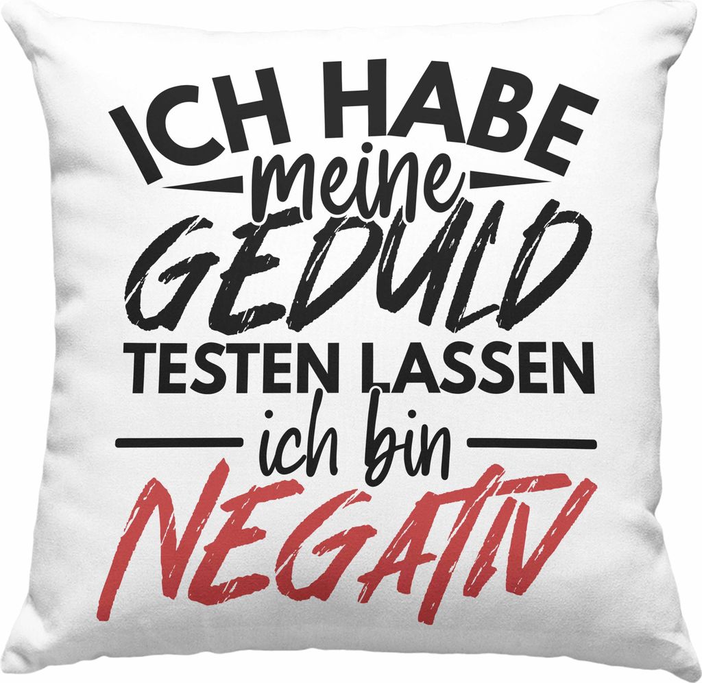 Trendation - Ich Habe Meine Geduld Testen Lassen Lustige Deko-Kissen mit Füllung 40x40 Geschenk Witziger Spruch Kollege Kollegin Geschenkidee (Grün)