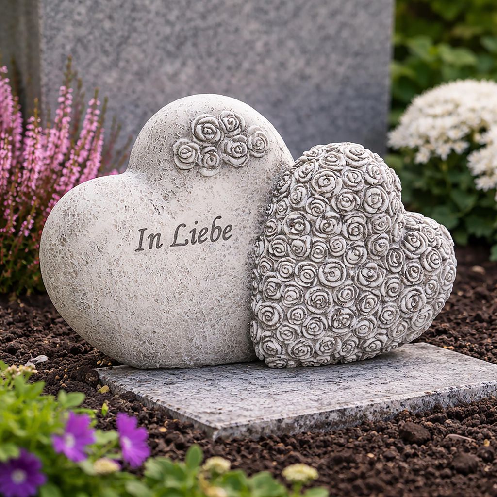 Grabdeko "Herz Duo" - In Liebe - 20 x 13 cm - Grabschmuck Produktbild 