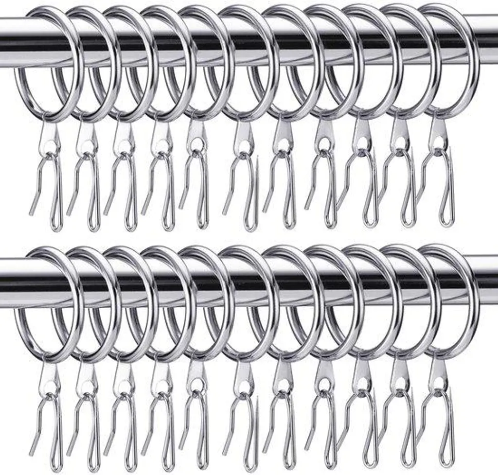 120 Crochets Métalliques Rideaux Argent 30mm pour Fenêtre et Douche