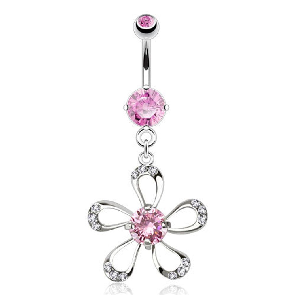 Taffstyle Bauchnabelpiercing Bauchnabelpiercing Stecker Schmuck Kristall Blume Anhänger, Pink