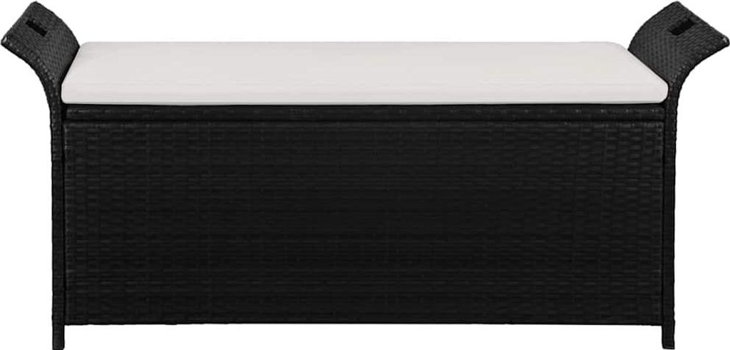vidaXL Truhenbank mit Polster 138 cm Poly Rattan Schwarz Produktbild 